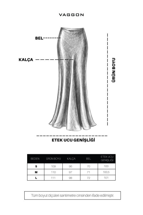 Lacivert Saten Maxi Etek