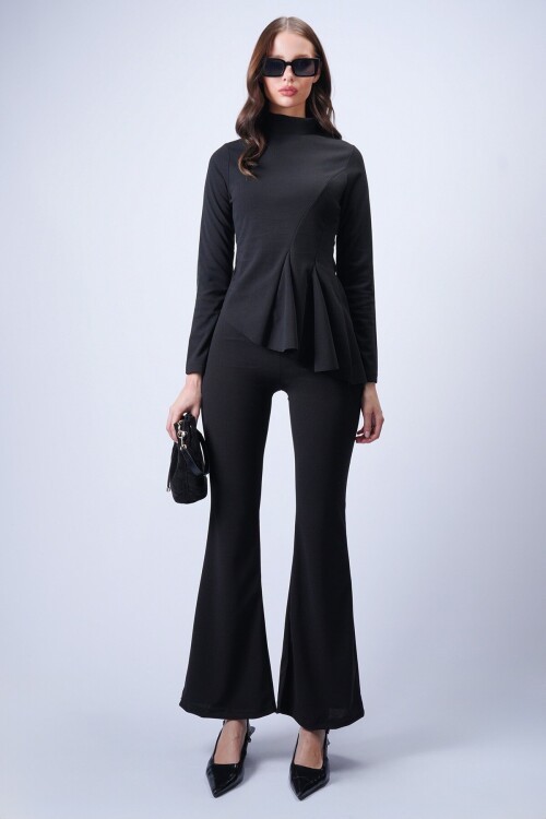 Siyah Scuba Crep Volanlı Takım