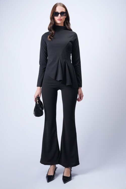 Siyah Scuba Crep Volanlı Takım