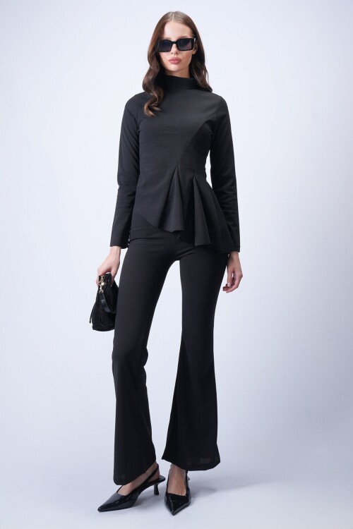 Siyah Scuba Crep Volanlı Takım