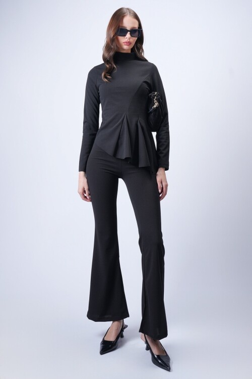 Siyah Scuba Crep Volanlı Takım