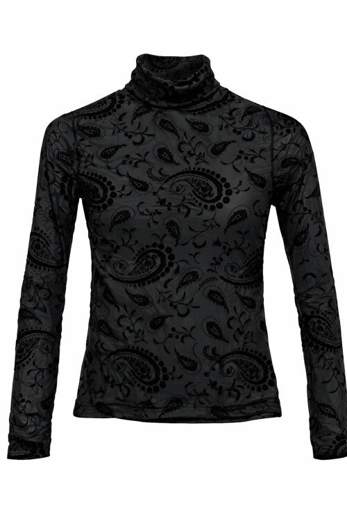 Siyah Dik Yaka İşlemeli Bluz