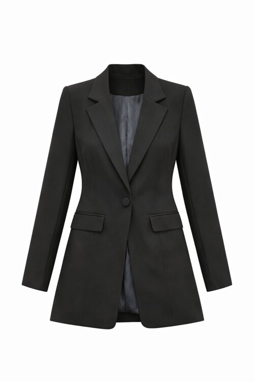 Siyah Kruvaze Blazer Ceket