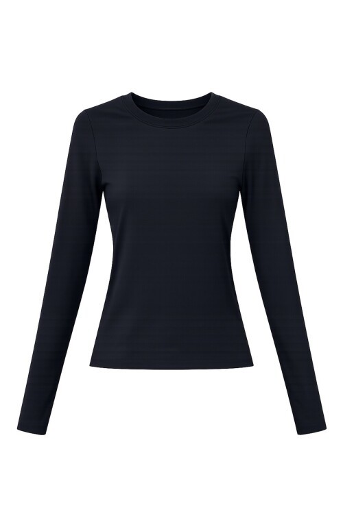 Siyah Likralı Uzun Kollu Bluz