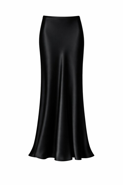 Siyah Saten Maxi Etek