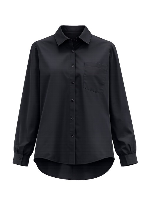 Siyah Tek Cepli Oversize Gömlek