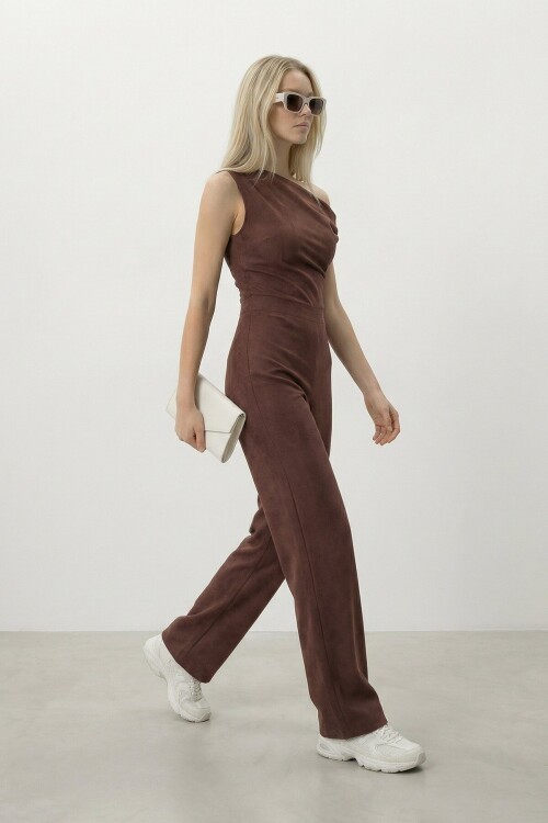 Tek Omuz Düz Kesim Bluz Ve Pantolon Takım