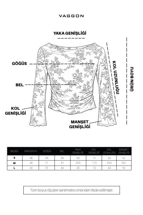 Mürdüm Transparan İşlemeli Bluz
