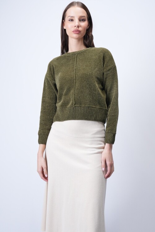 Haki Triko Kısa Kazak