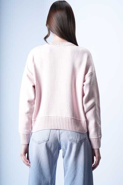 Pembe Triko Kısa Kazak