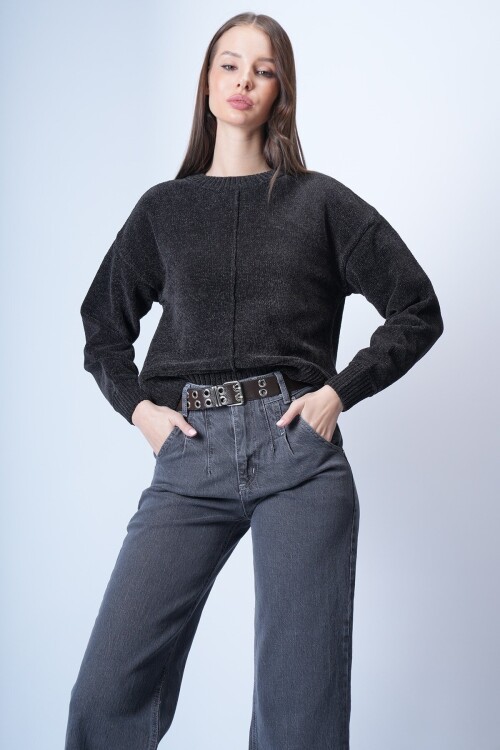 Siyah Triko Kısa Kazak