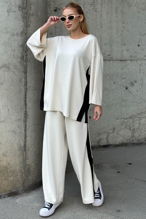Yan Şerit Detaylı Oversize İkili Takım