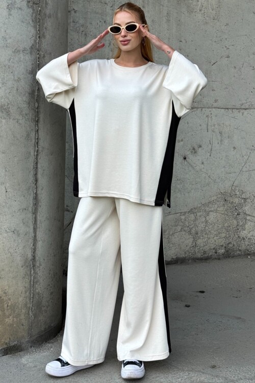 Yan Şerit Detaylı Oversize İkili Takım