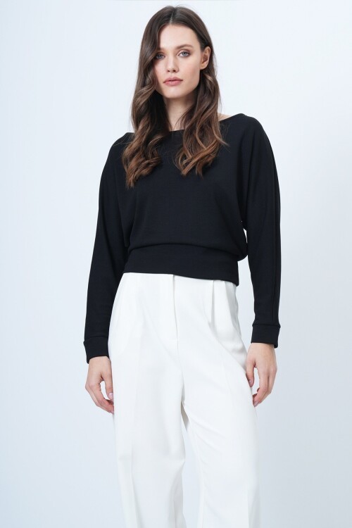 Yarasa Kol Kayık Yaka Oversize Bluz