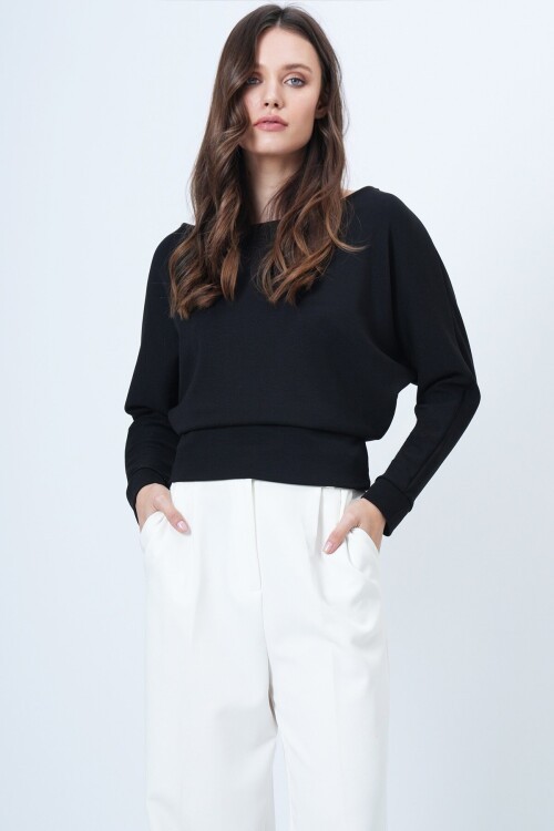 Yarasa Kol Kayık Yaka Oversize Bluz