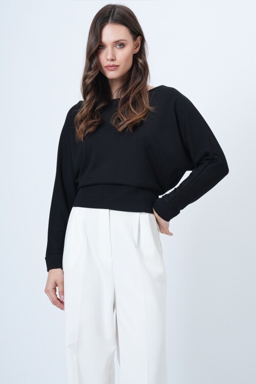 Yarasa Kol Kayık Yaka Oversize Bluz