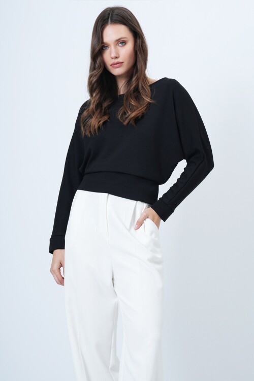 Yarasa Kol Kayık Yaka Oversize Bluz