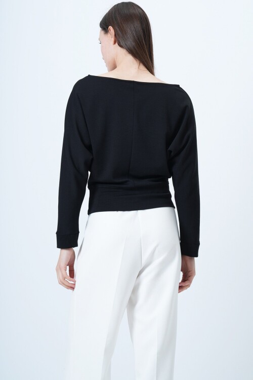 Yarasa Kol Kayık Yaka Oversize Bluz