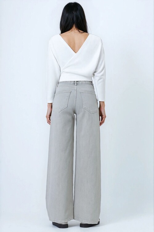 Yüksek Bel 5 Cepli Baggy Jean