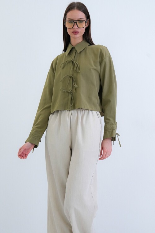 Bağlamalı Crop Bluz