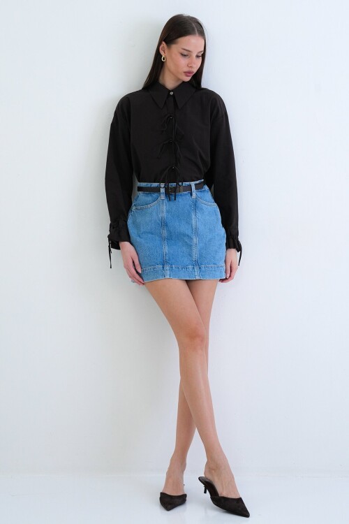 Bağlamalı Crop Bluz