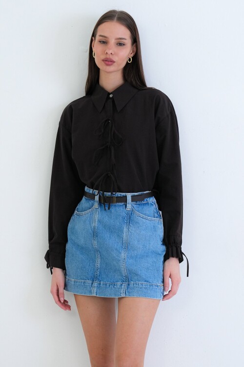 Bağlamalı Crop Bluz