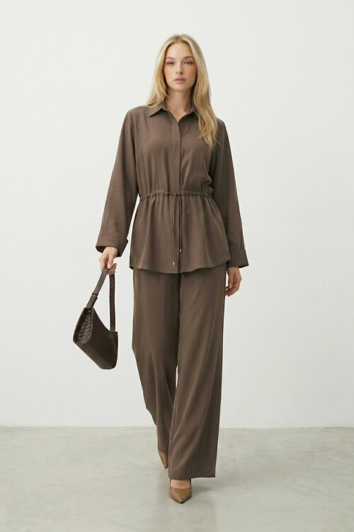 Bağlamalı Gömlek Ve Pantolon Takım