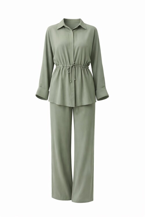 Bağlamalı Gömlek Ve Pantolon Takım