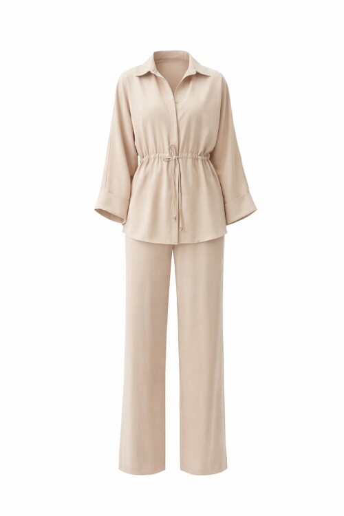 Bağlamalı Gömlek Ve Pantolon Takım