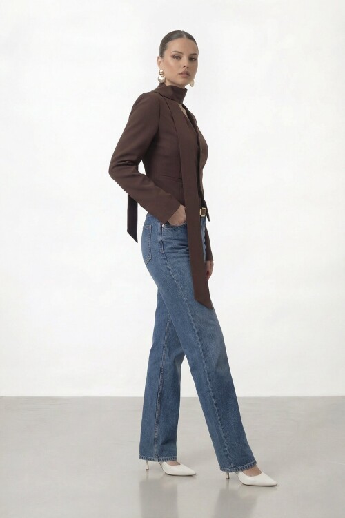 Bağlamalı V Yaka Uzun Kol Bluz