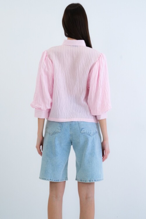 Balon Kol Transparan Gömlek