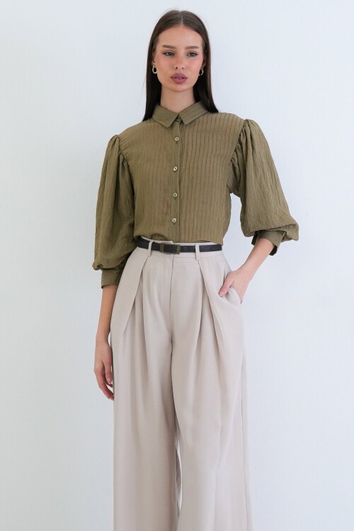 Balon Kol Transparan Gömlek