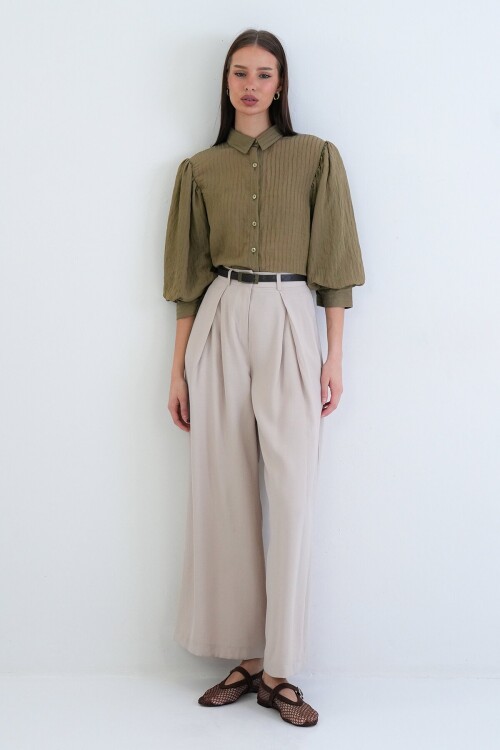 Balon Kol Transparan Gömlek