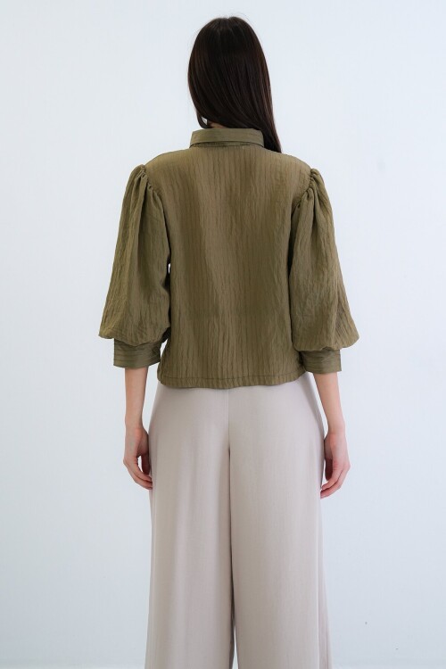 Balon Kol Transparan Gömlek