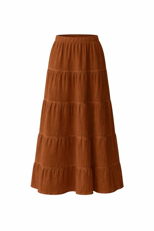 Beli Lastikli Katlı Midi Etek