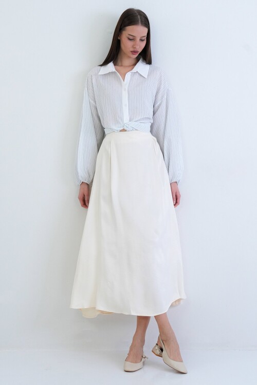 Beli Lastikli Uzun Etek