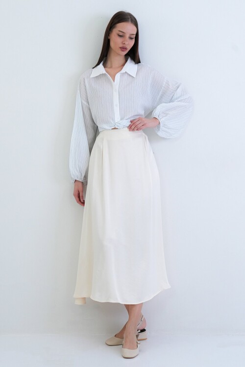 Beli Lastikli Uzun Etek