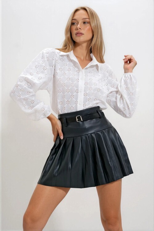 Beyaz Güpür Dokuma Premıum Gömlek