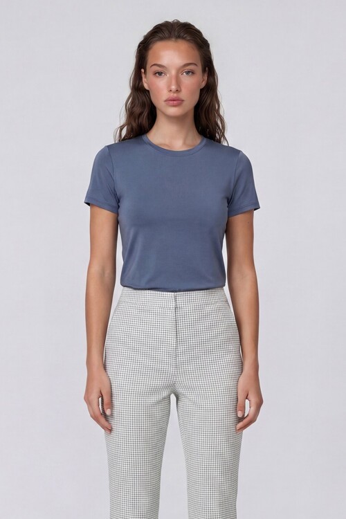 Bisiklet Yaka Basic Bluz