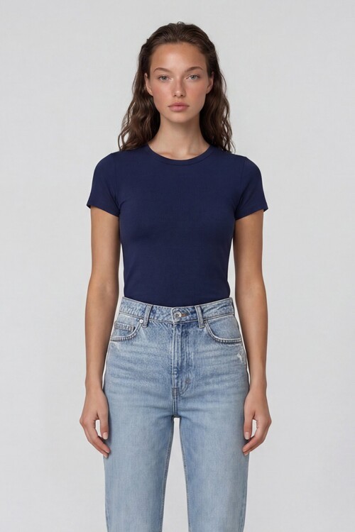 Bisiklet Yaka Basic Bluz