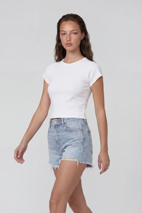 Bisiklet Yaka Reglan Kol Likralı Örme Bluz