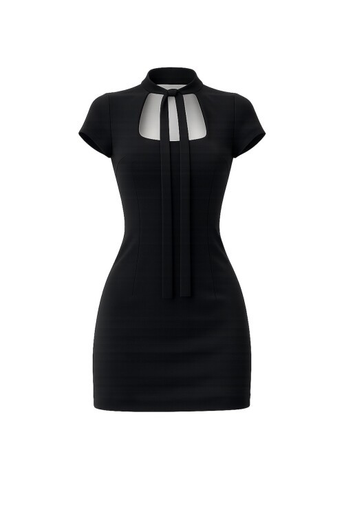 Boyun Bağlamalı Mini Elbise