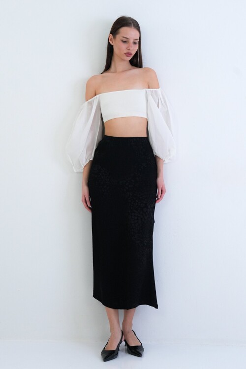 Desenli Midi Boy Etek