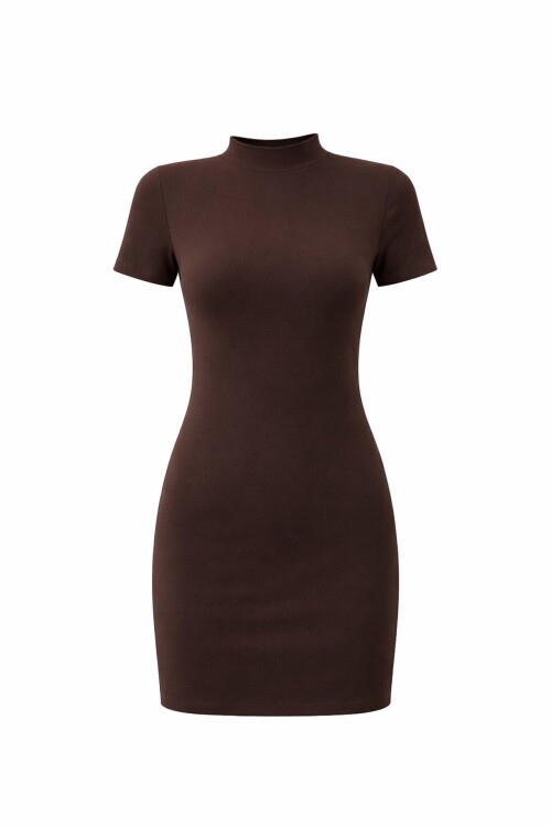 Dik Yaka Mini Elbise