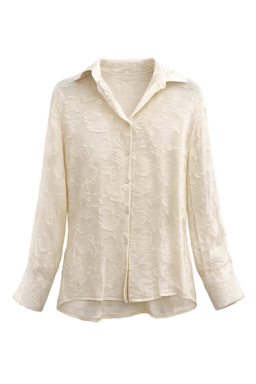 Dokulu Düğmeli Uzun Kol Gömlek