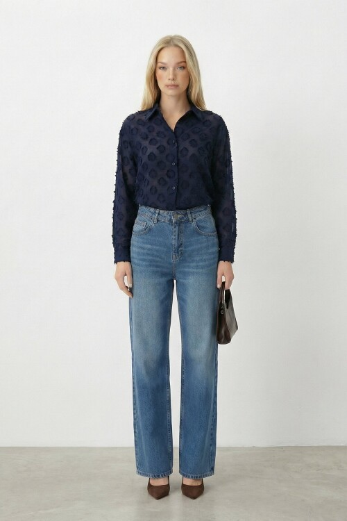 Dokulu Oversize Gömlek