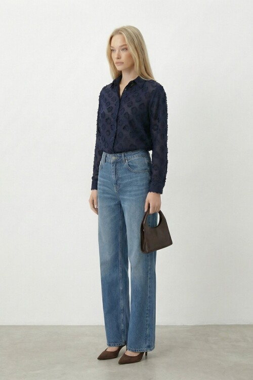 Dokulu Oversize Gömlek