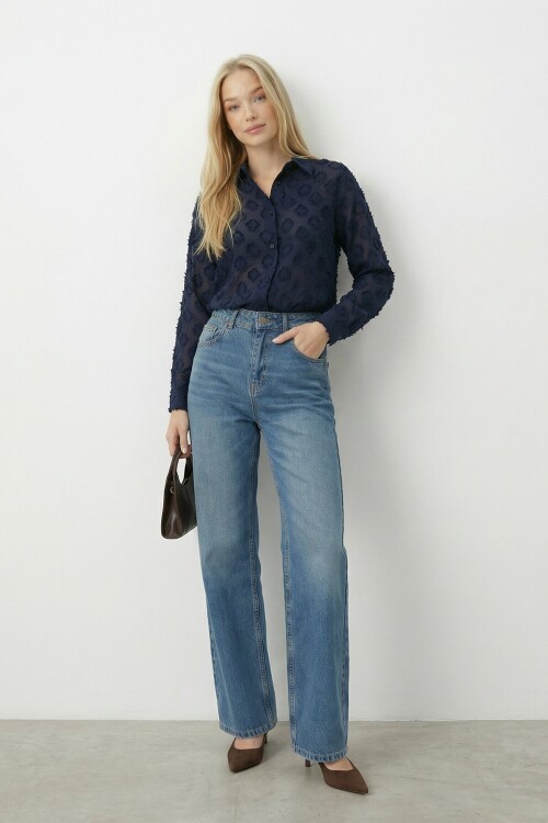 Dokulu Oversize Gömlek