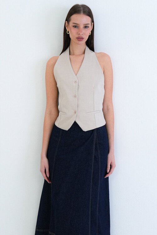 Düğme Kapamalı Klasik Yelek