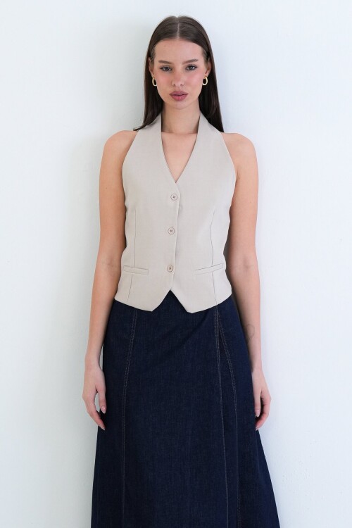Düğme Kapamalı Klasik Yelek